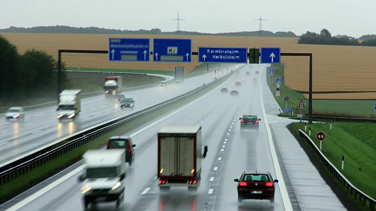 Autobahn Abstandsblitzer Messstelle Abstandsblitzer A5 Herbolzheim auf der A5, Fahrtrichtung Karlsruhe