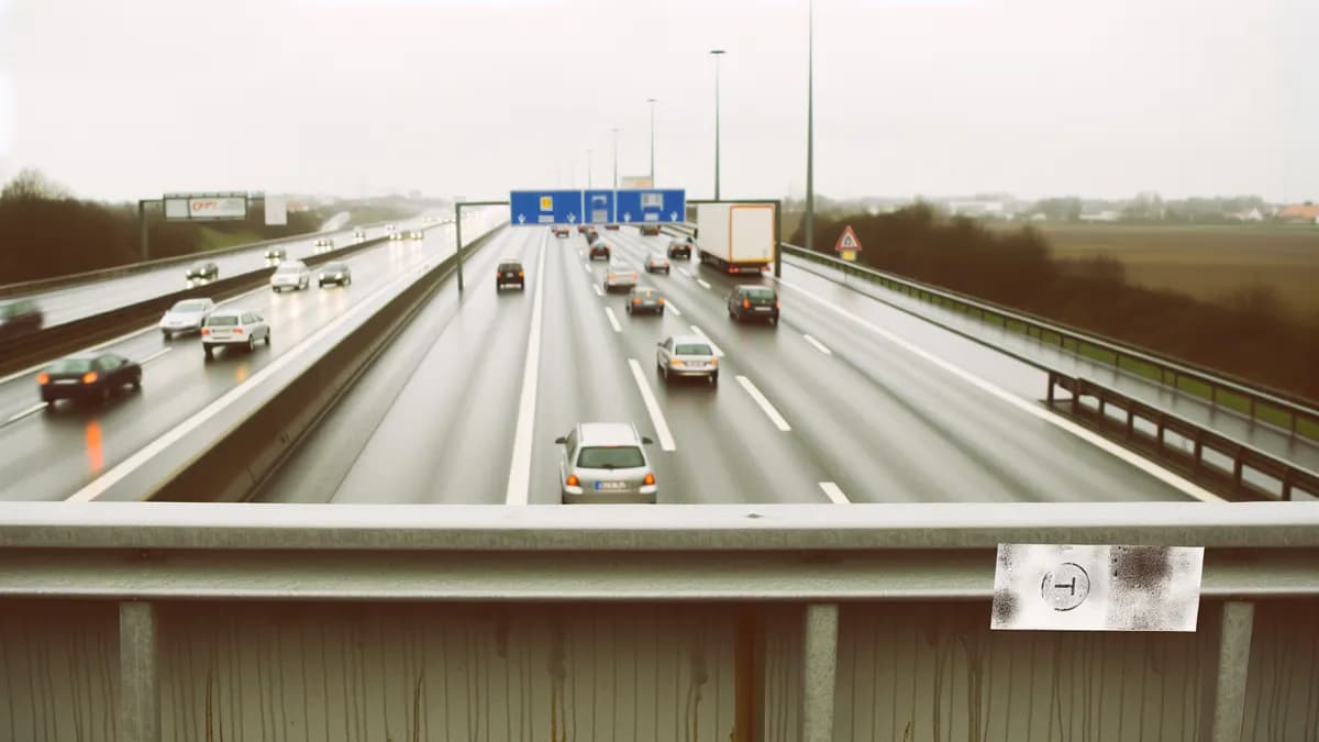 Autobahn Abstandsblitzer Messstelle Abstandsblitzer A5 Herbolzheim (Elzbrücke) auf der A5, Fahrtrichtung Karlsruhe