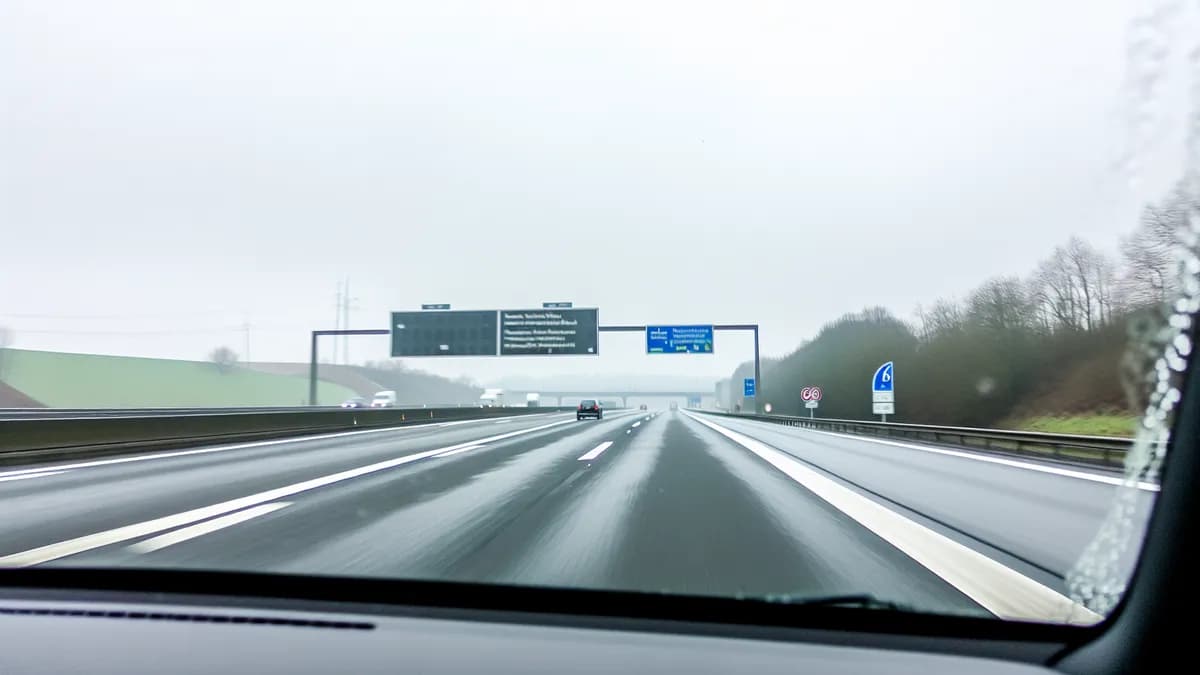 Autobahn Abstandsblitzer Messstelle Abstandsblitzer A6 bei Wiesloch, km 593.200 (FR Heilbronn) auf der A6, Fahrtrichtung Heilbronn