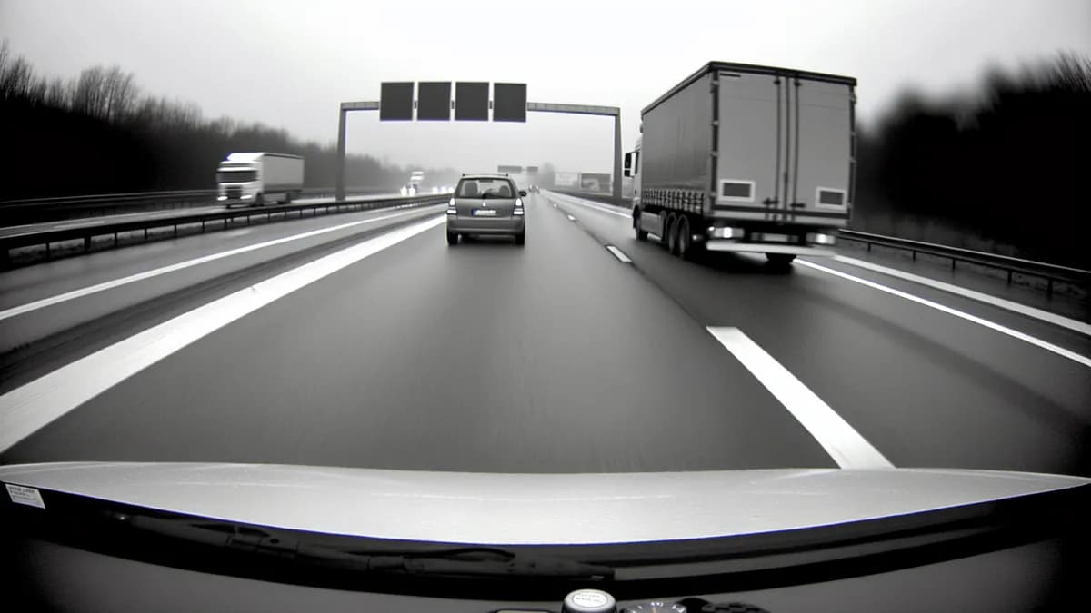 Autobahn Abstandsblitzer Messstelle Abstandsblitzer A8 bei Ulm, km 121.600, Richtung Karlsruhe auf der A8