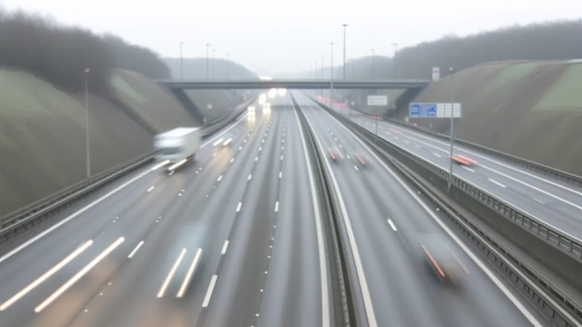 Autobahn Abstandsblitzer Messstelle Abstandsblitzer A61 bei Alzey, km 322.901 auf der A61 in Fahrtrichtung Koblenz