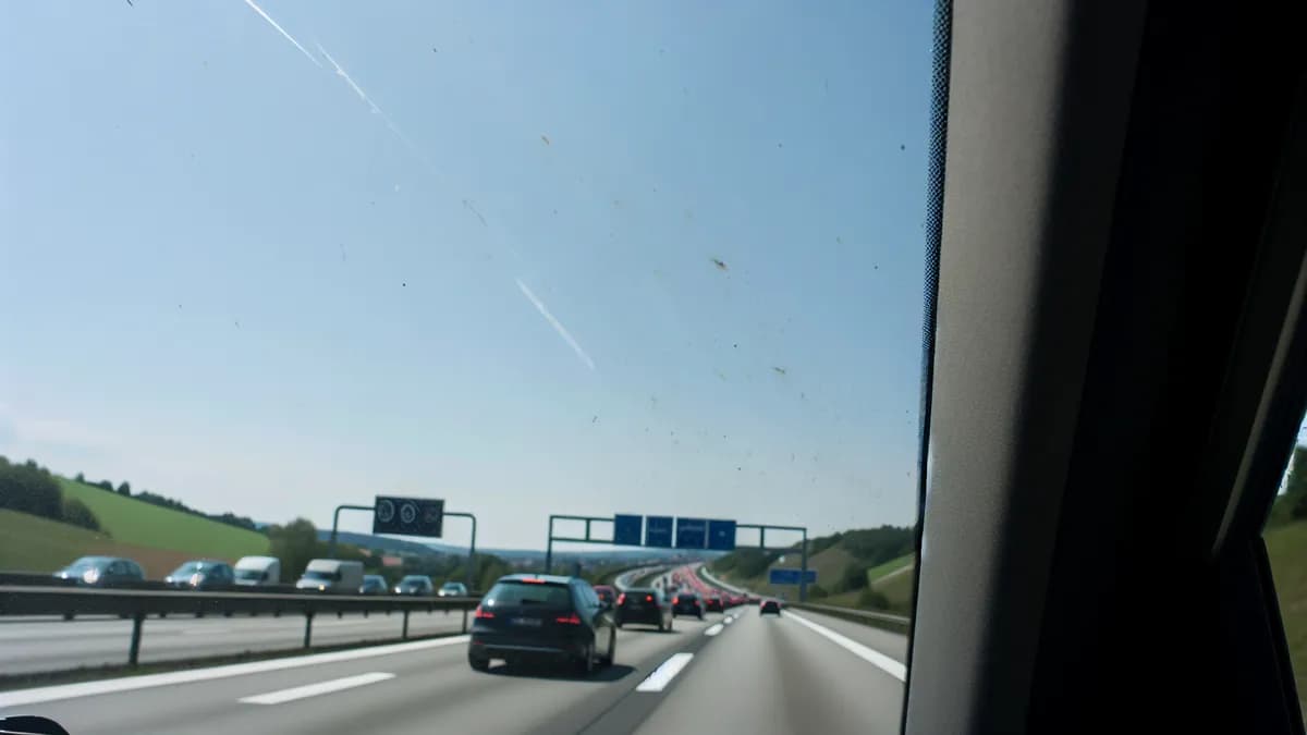 Autobahn Abstandsblitzer Messstelle Abstandsmessung A61 bei Alzey, km 322.9 auf der A 61