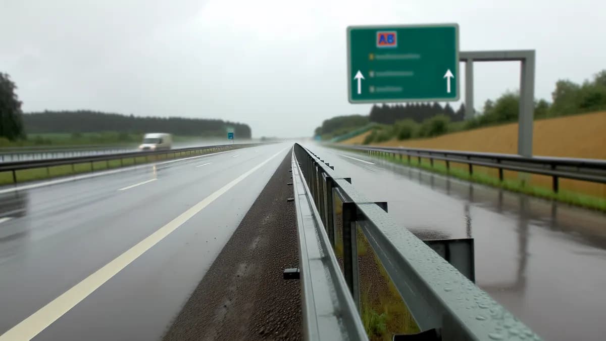 Autobahn Abstandsblitzer Messstelle Abstandsblitzer A8 bei Augsburg, Fahrtrichtung Stuttgart auf der A 8