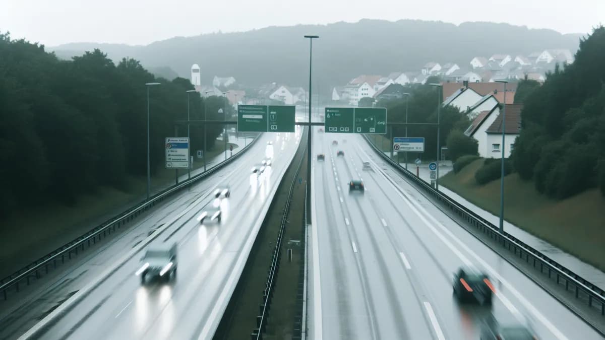 Autobahn Abstandsblitzer Messstelle Abstandsblitzer A9 bei Bayreuth, Fahrtrichtung München (km 380, 2.39) auf der A9
