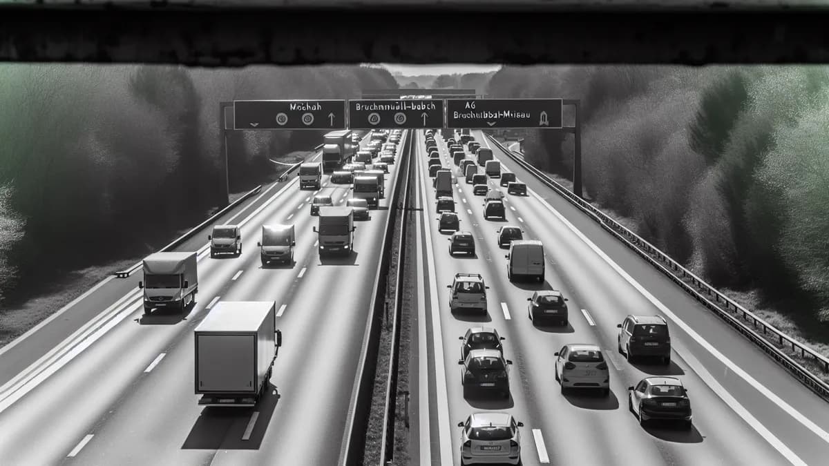 Autobahn Abstandsblitzer Messstelle Abstandsblitzer A6 bei Bruchmühlbach-Miesau, km 645.7 (FR Saarbrücken) auf der A6, Fahrtrichtung Saarbrücken / Paris