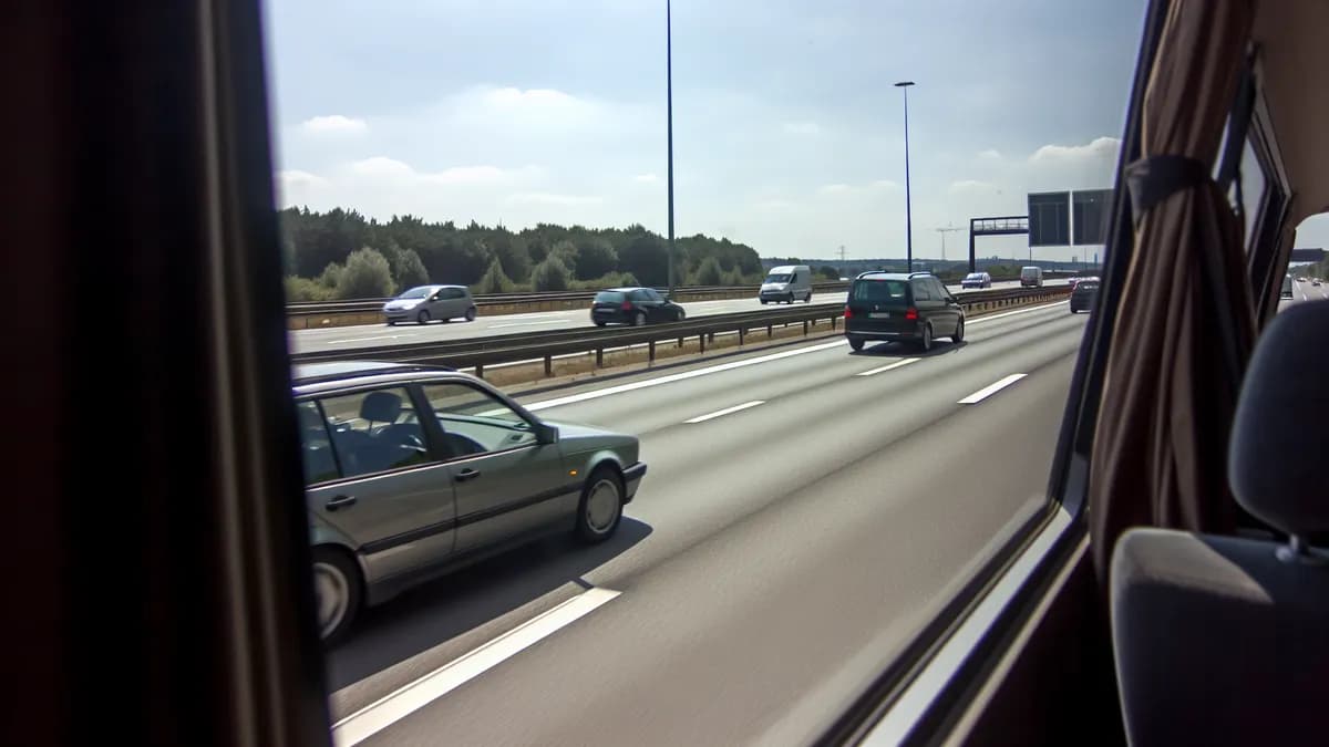 Autobahn Abstandsblitzer Messstelle Abstandsblitzer A5 bei Butzbach, km 455.600 auf der A5, Fahrtrichtung Frankfurt a.M.