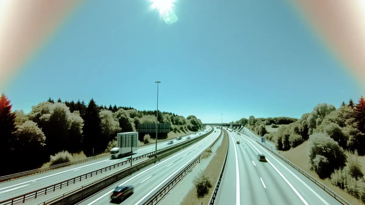 Autobahn Abstandsblitzer Messstelle Abstandsblitzer A8 bei Eurasburg, Fahrtrichtung München auf der A8