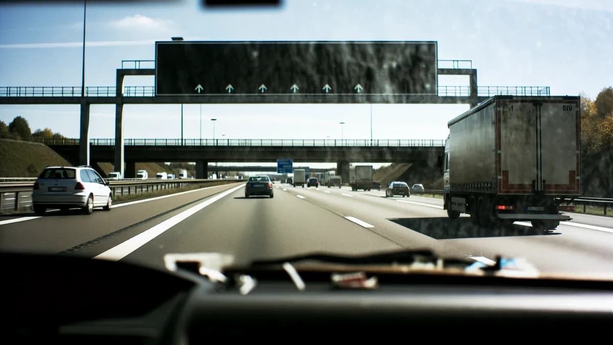 Autobahn Abstandsblitzer Messstelle Abstandsblitzer A2 bei Gladbeck, km 459.839 auf der A2, Fahrtrichtung Oberhausen