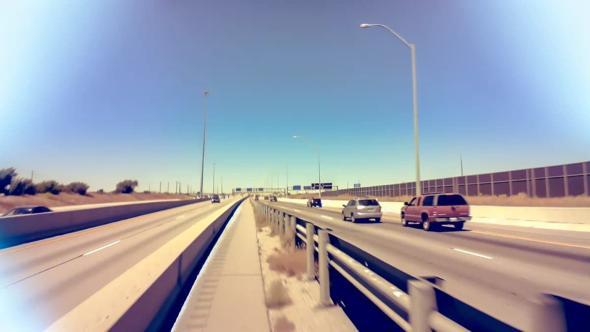 Autobahn Abstandsblitzer Messstelle Abstandsblitzer A2 Gladbeck - Brückenmessung Ellinghorst auf der A2, Fahrtrichtung Oberhausen