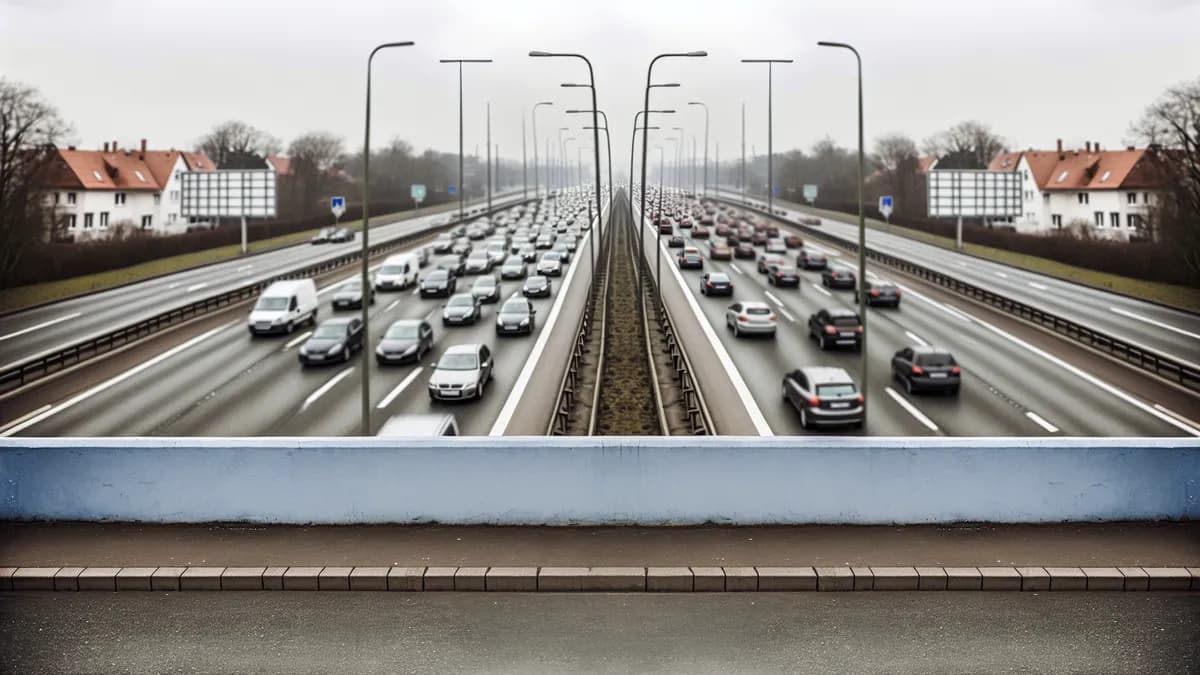 Autobahn Abstandsblitzer Messstelle Abstandsblitzer A66 Hochheim, km 19.8, Rtg. Frankfurt auf der A66, Rtg. Frankfurt am Main