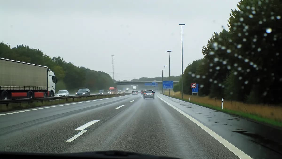 Autobahn Abstandsblitzer Messstelle Abstandsblitzer A27 bei Holtebüttel, km 38.5, FR Hannover auf der A 27, Fahrtrichtung Hannover