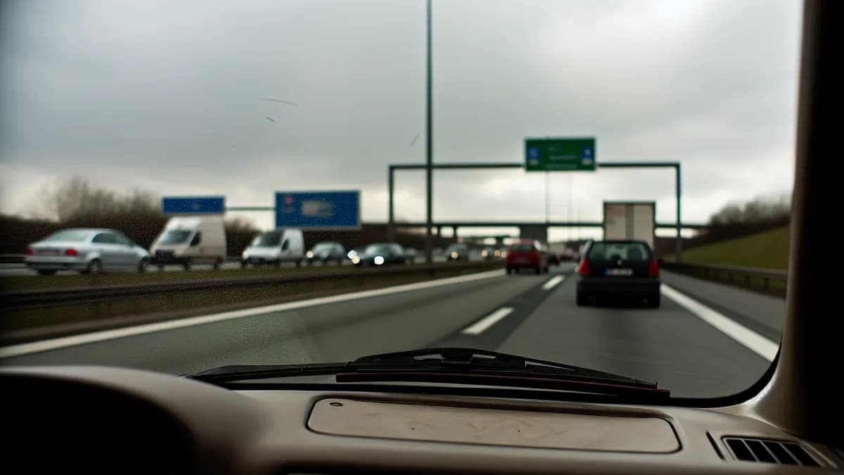 Autobahn Abstandsblitzer Messstelle Abstandsblitzer A8 bei Köngen, km 184.9 auf der A8, Fahrtrichtung Karlsruhe