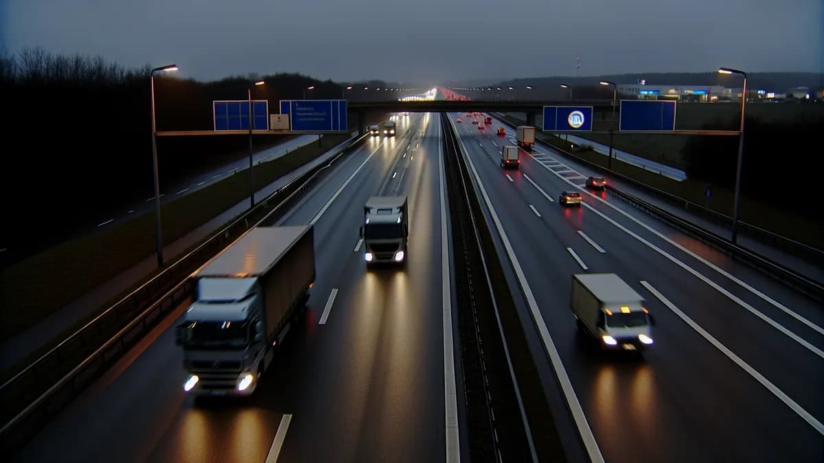 Autobahn Abstandsblitzer Messstelle Abstandsblitzer A92 bei Landshut auf der A92, Fahrtrichtung Deggendorf