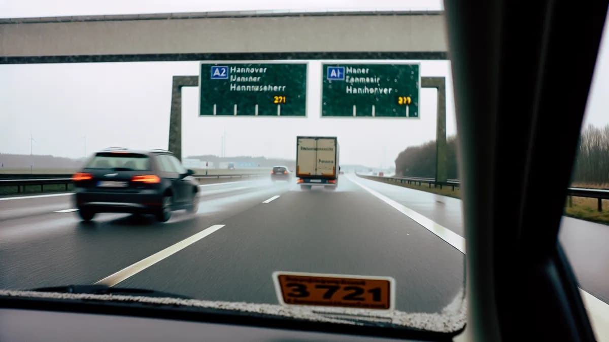 Autobahn Abstandsblitzer Messstelle Abstandsblitzer A2 bei Luhden, km 279.770 (Fahrtrichtung Hannover) auf der A2, Richtung Hannover
