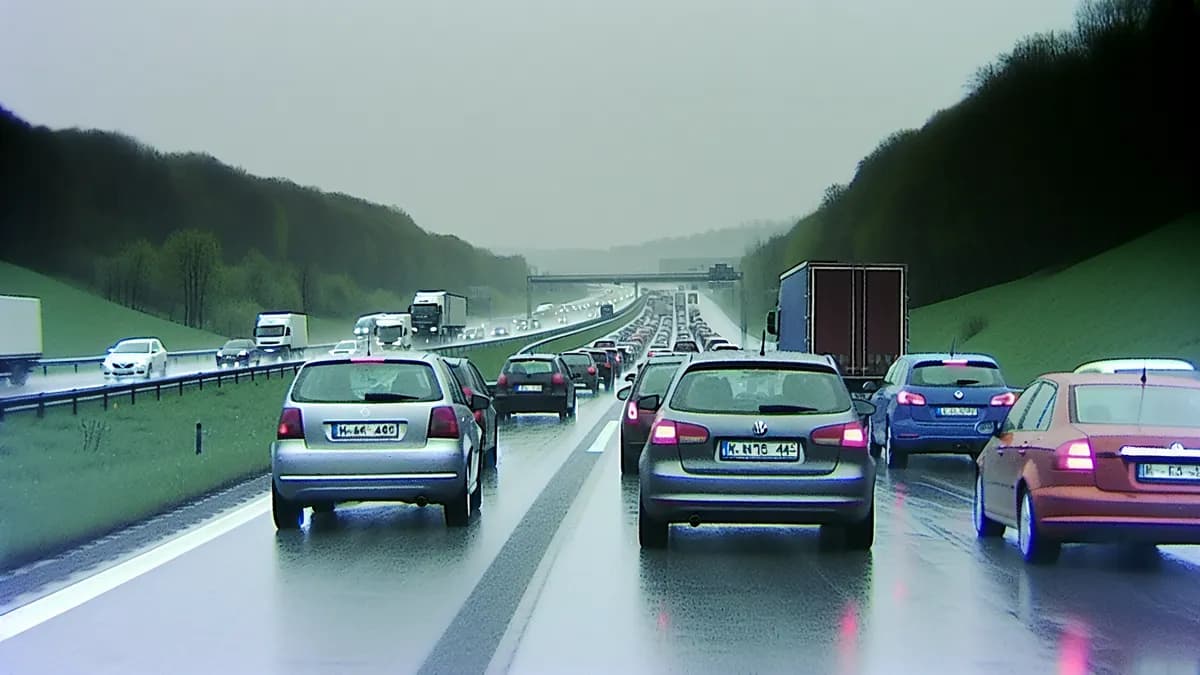 Autobahn Abstandsblitzer Messstelle Abstandsblitzer A43 bei Marl (Kilometer 47.363) auf der A43, Fahrtrichtung Wuppertal