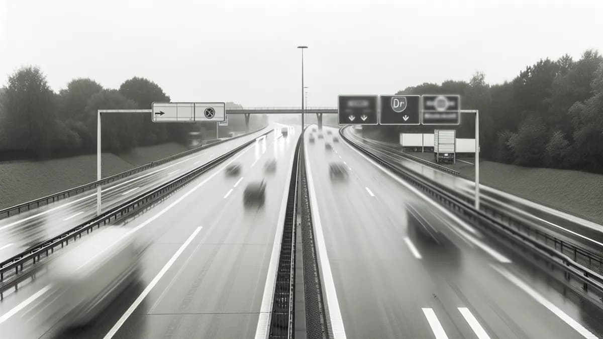 Autobahn Abstandsblitzer Messstelle Abstandsblitzer A96 bei Memmingen, Fahrtrichtung Lindau auf der A96
