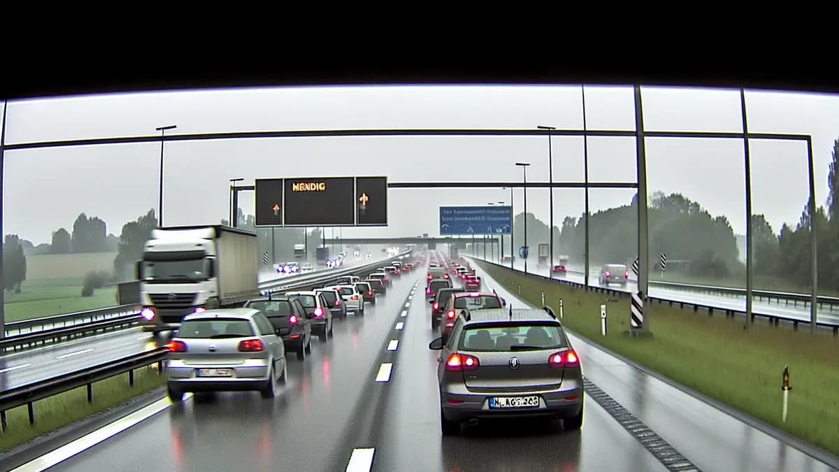 Autobahn Abstandsblitzer Messstelle Abstandsblitzer A61 bei Mendig, km 209.150 auf der A61 in Fahrtrichtung Koblenz