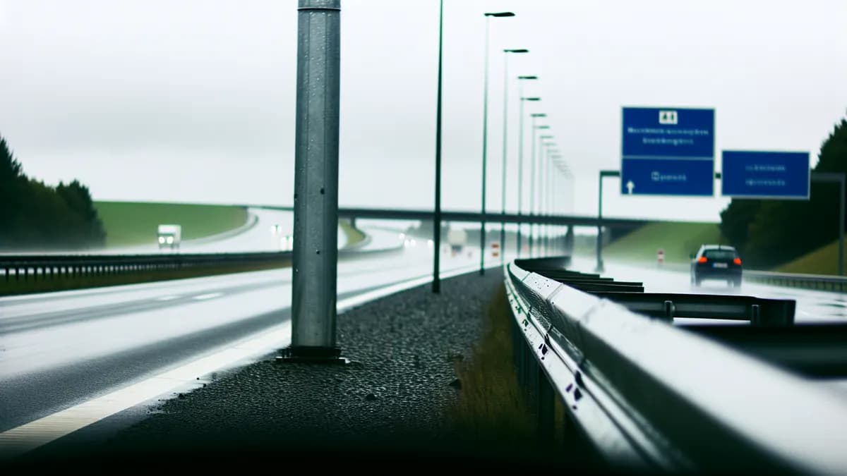 Autobahn Abstandsblitzer Messstelle Abstandsblitzer A81 bei Mühlhausen-Ehingen, km 717.650 auf der A81 in Fahrtrichtung Singen