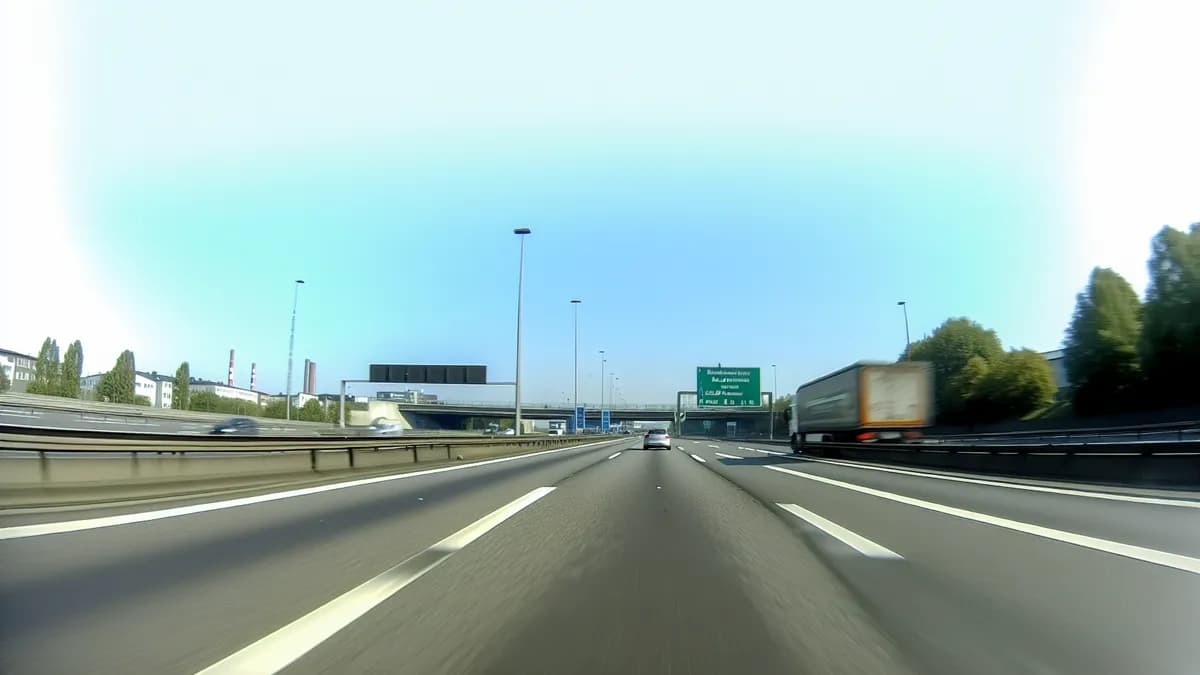 Autobahn Abstandsblitzer Messstelle Abstandsblitzer A52, Mülheim, km 67.716 Richtung Essen auf der A52, Fahrtrichtung Essen