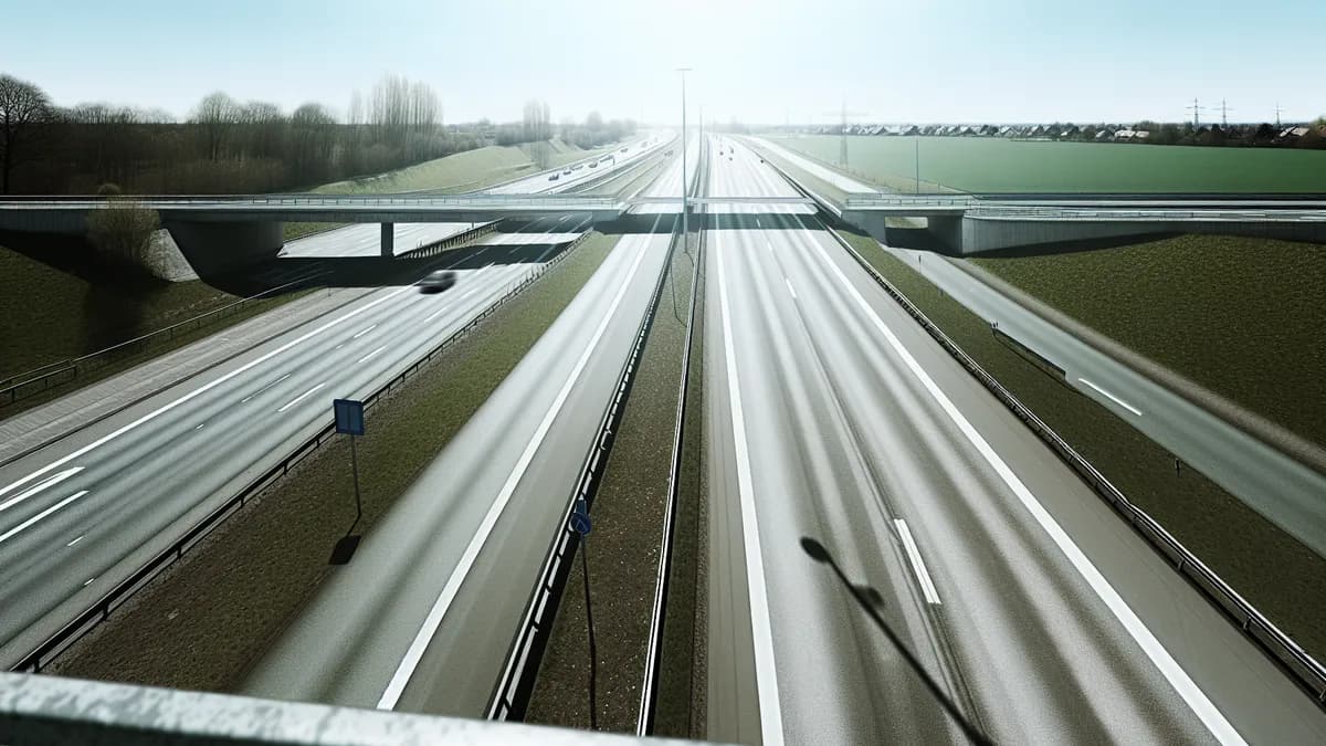 Autobahn Abstandsblitzer Messstelle Abstandsblitzer A38 bei Seifertshain, km 215.4 auf der A38, Fahrtrichtung Dresden