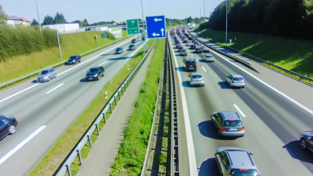 Autobahn Abstandsblitzer Messstelle Abstandsblitzer A1 Stapelfeld (FR Hamburg) auf der A1 - Fahrtrichtung Hamburg