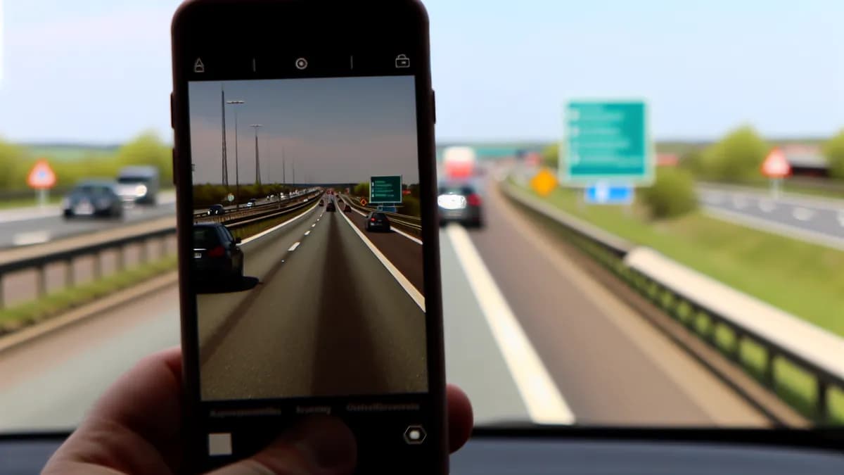 Autobahn Abstandsblitzer Messstelle Abstandsblitzer A44 bei Werl (RF Kassel) auf der A 44, Fahrtrichtung Kassel