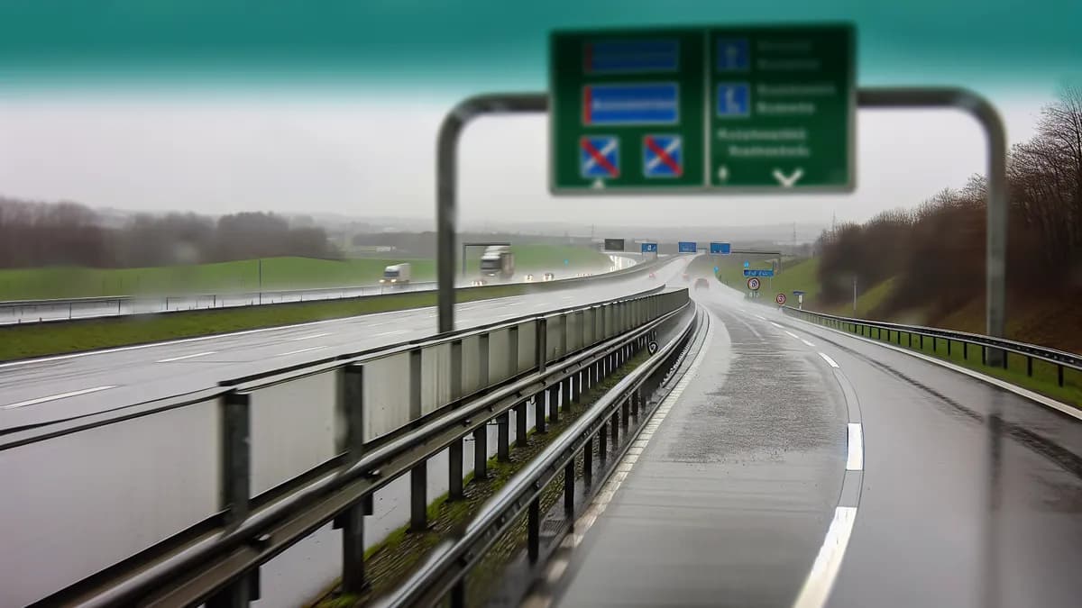 Autobahn Abstandsblitzer Messstelle Abstandsblitzer A93 bei Wiesau, Fahrtrichtung Hochfranken auf der A93 - Inntalautobahn