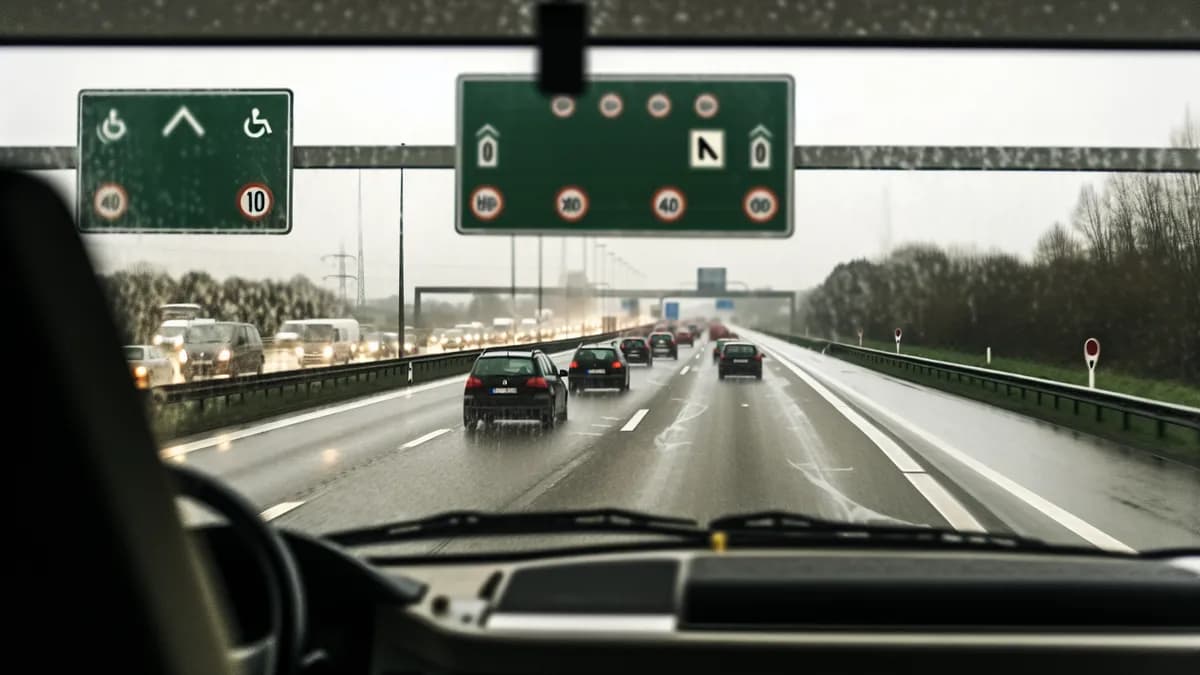 Autobahn Abstandsblitzer Messstelle Abstandsblitzer A3 Wiesbaden, km 150.0, Richtung Frankfurt auf der A3 Richtung Frankfurt am Main